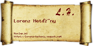 Lorenz Hetény névjegykártya